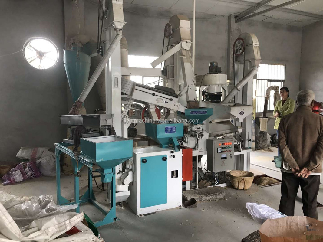 Fermes Machines à moudre le riz avec élimineur de pierres Agriculture Polisseur de riz, tri des couleurs, machines à emballer